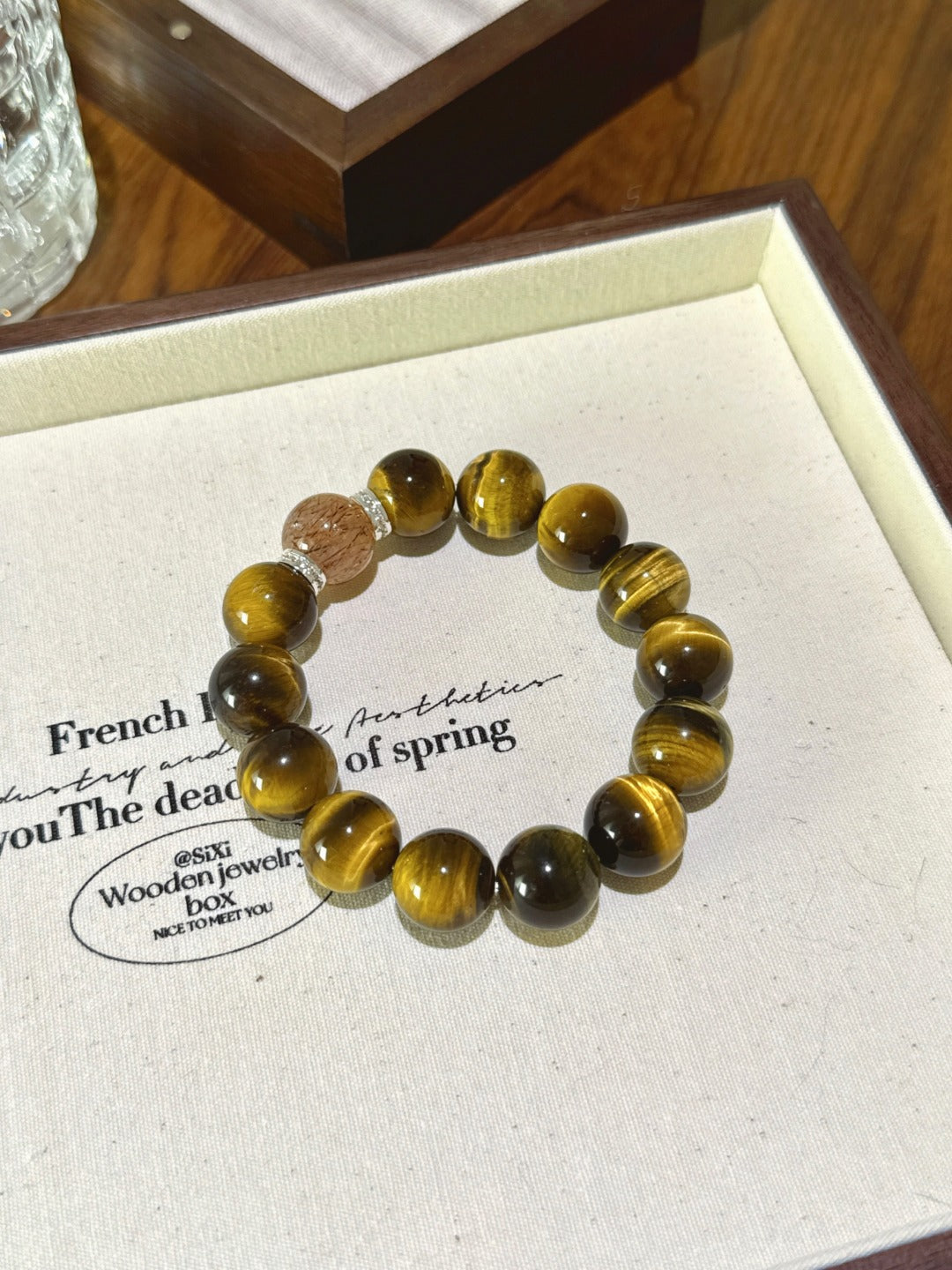 ▫️▪️ Yellow tiger's eye black gold super bracelet